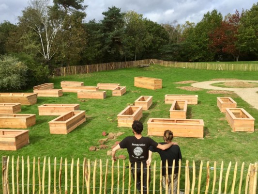 Bac de jardin pour la ferme urbaine du Blosne à Rennes Bacs de jardin pour la ferme urbaine du Blosne, douglas de scierie